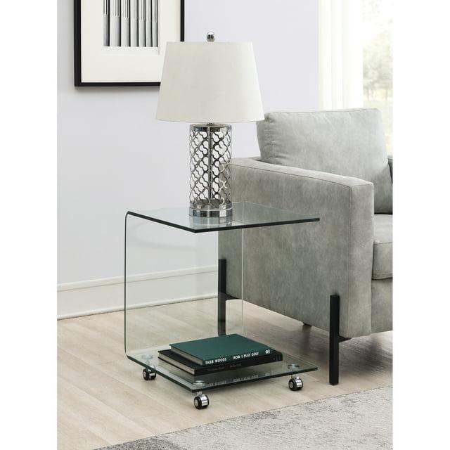 Mesa Decorativa en Forma de C con Ruedas Transparente