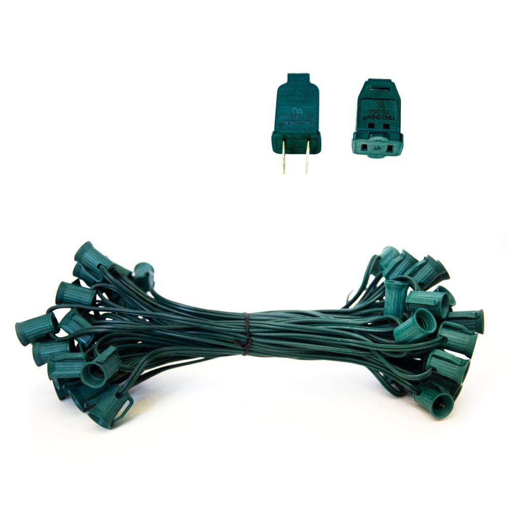 50' Green C7 Christmas Light Stringer with 50 Sockets