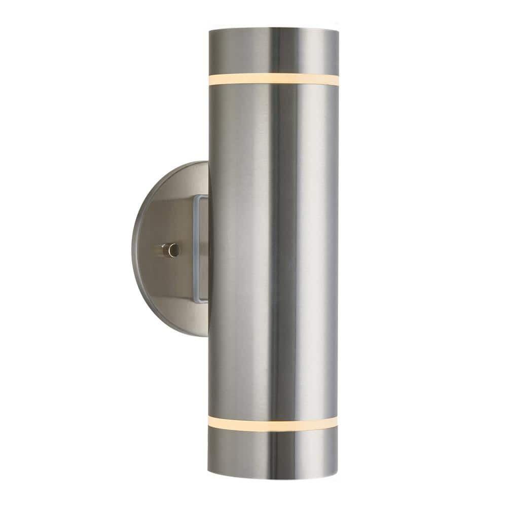 Modern Stainless Steel Cylinder Wall Sconce with Frosted Glass