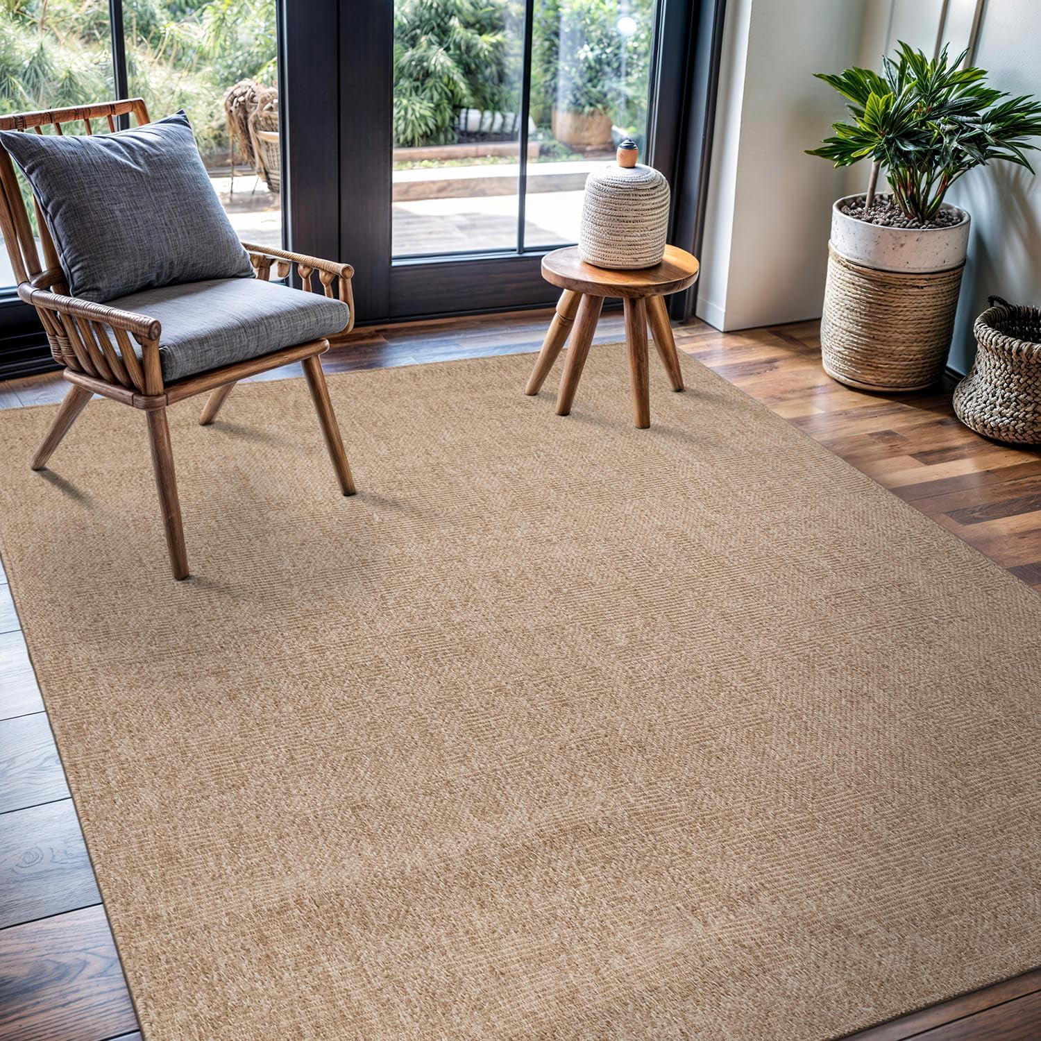 4'x6' Pata Hand Woven Chunky Jute Area Rug, Natural - JONATHAN Y