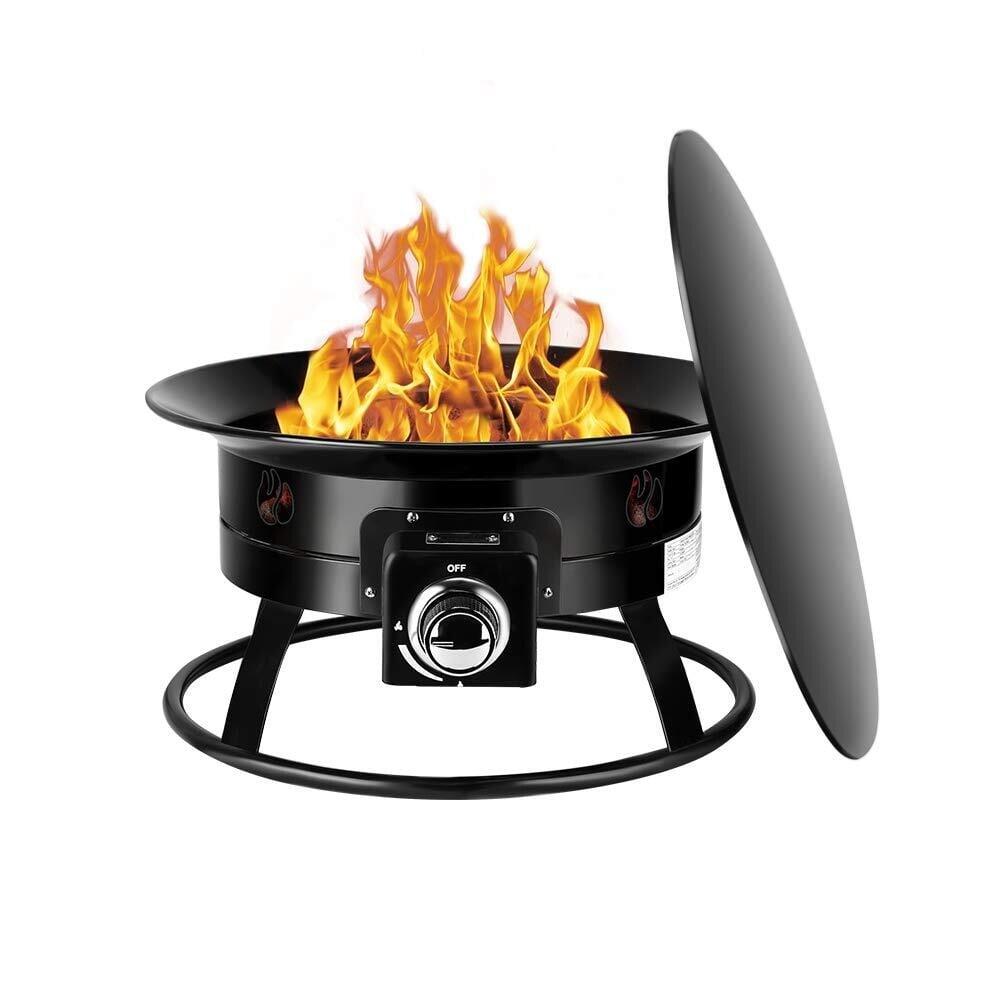 Camplux 19" Black Steel Portable Propane Gas Fire Pit