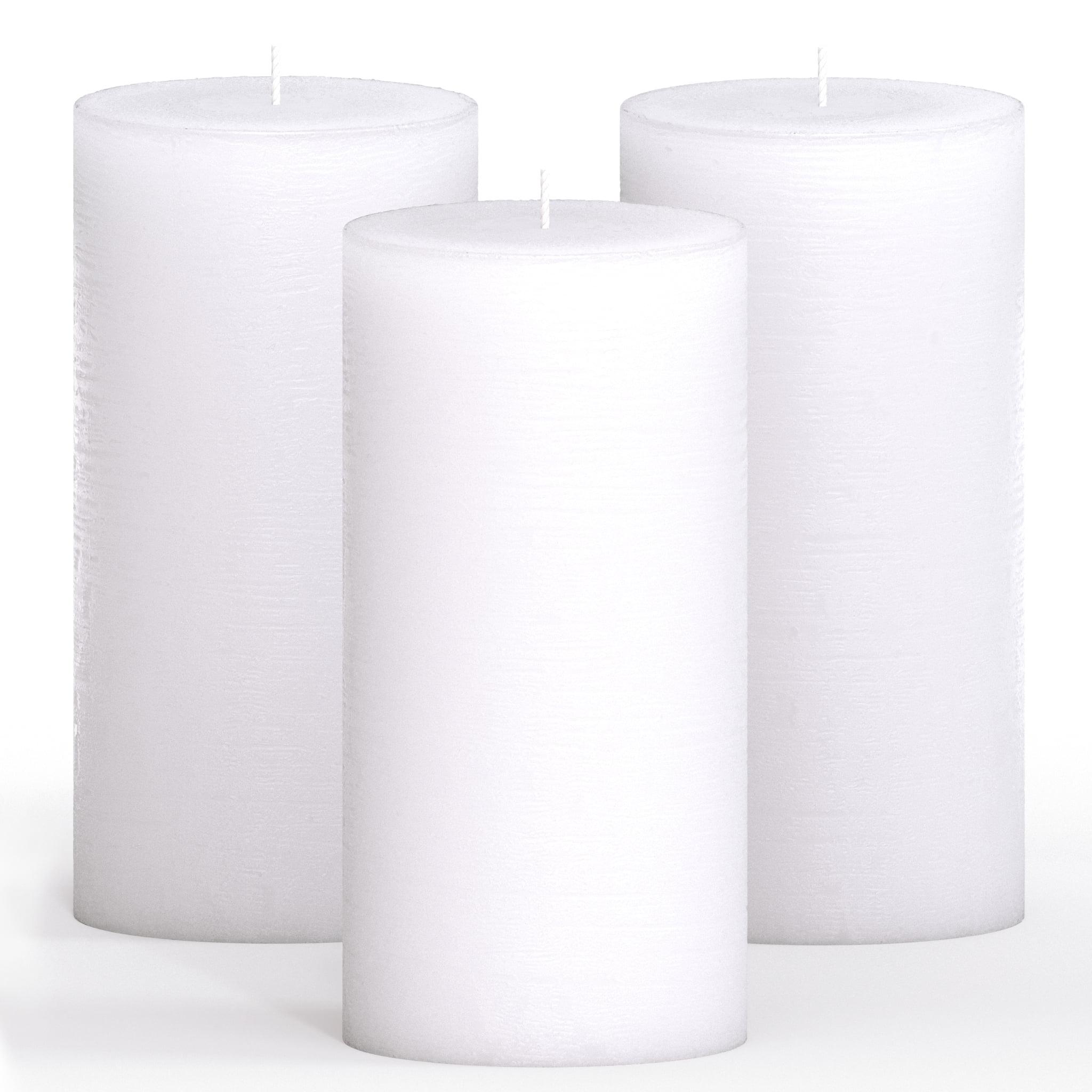 CANDWAX 3x6 Pillar Candles Set of 3 - Decorative Rustic Candles Unscented and Valentines Candles - Ideal as Wedding Candles or Large Candles for Home Interior - White Candles