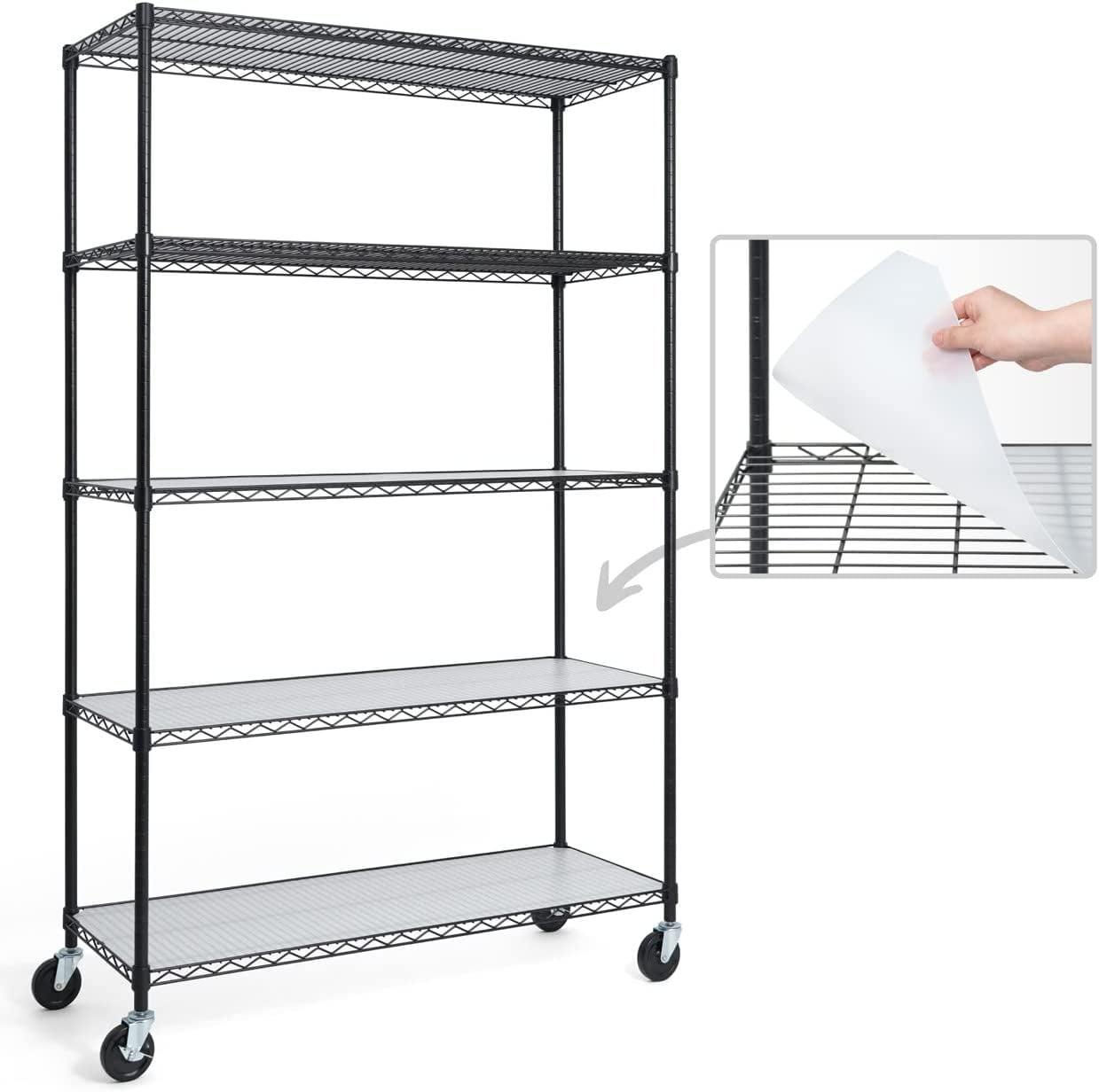 CAPHAUS CAPHAUS NSF Commercial Grade Heavy Duty 5-Tier Wire Shelving w/Wheels, Leveling Feet, 48 x 18 x 76-Inch, Multiple Options