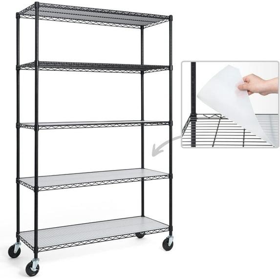 CAPHAUS CAPHAUS NSF Commercial Grade Heavy Duty 5-Tier Wire Shelving w/Wheels, Leveling Feet, 48 x 18 x 76-Inch, Multiple Options