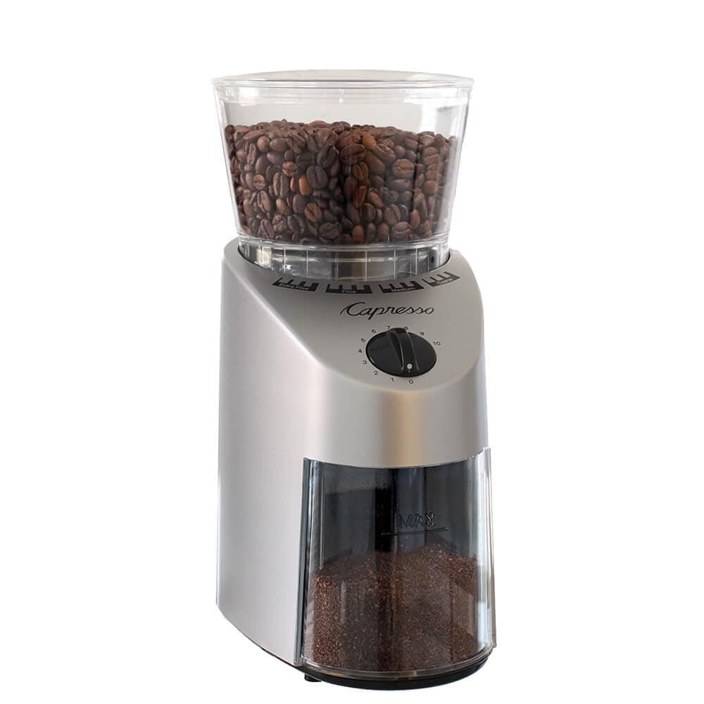 Capresso Conical Burr Coffee Grinder Infinity - Silver 560.04: 15 Settings, Espresso & Coffee Bean Grinder, 12 Cup Capacity