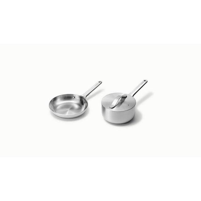 Caraway Home 4pc Stainless Steel Mini Fry Pan and Mini Sauce Pan Set: Non-Toxic Cookware, Induction Compatible