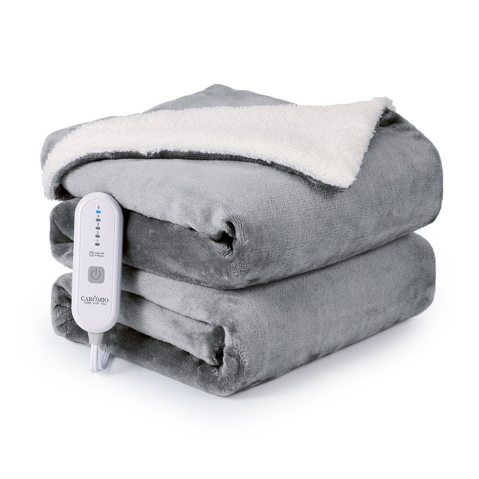 Gray Reversible Electric Fleece Throw Blanket 50" x 60"