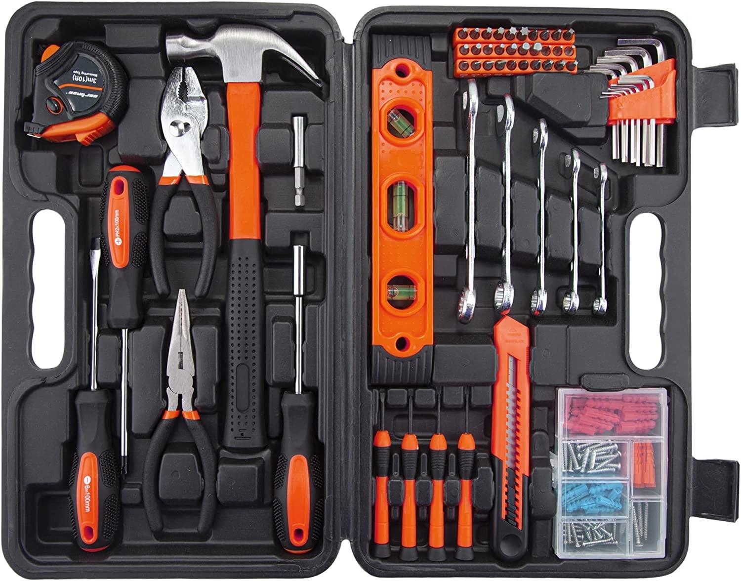 CARTMAN 152 Piece Tool Set General Hand Tool Kit with Plastic Toolbox Storage Case Automotive Wrench Sets Orange