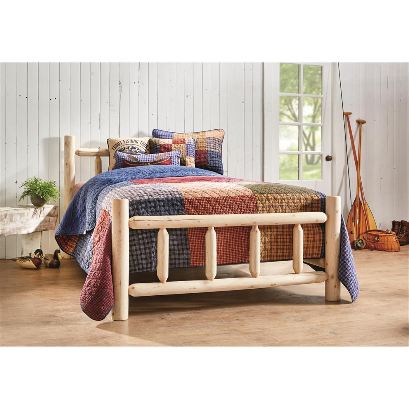 Rustic Cedar Twin Wood Bed Frame with Headboard