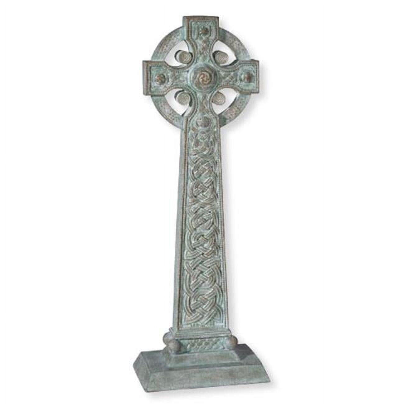 Verdigris Celtic Cross 23.5" Stone Resin Garden Statue