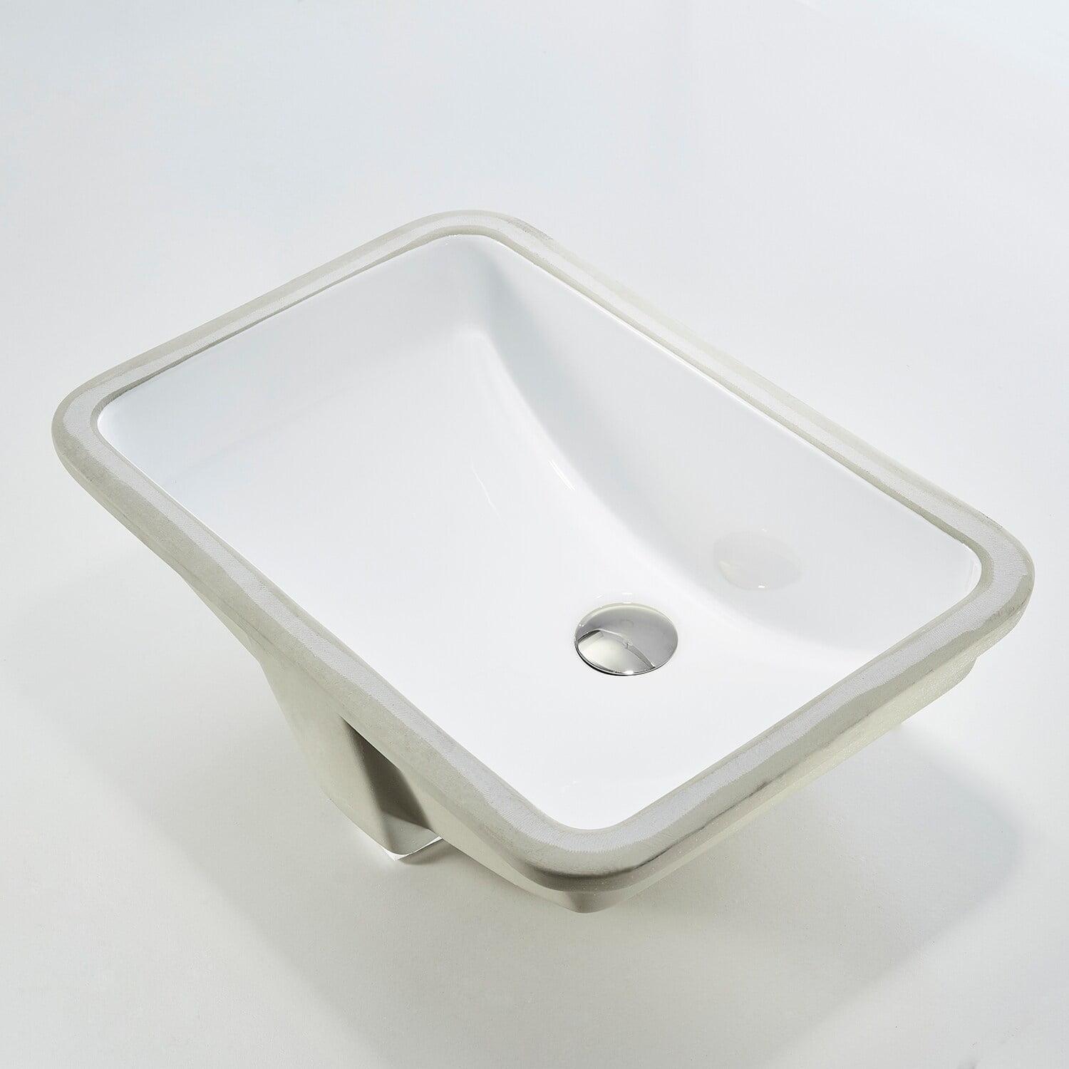 CB HOME  Rectangle White Ceramic Undermount Bathroom Vanity Sink - 20''X14''X8''