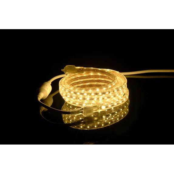 CBConcept UL Listed, 50 Feet, 5500 Lumen, 3000K Warm White, Dimmable, 110-120V AC Flexible Flat LED Strip Rope Light, 930 Units 3528 SMD LEDs, Indoor/Outdoor Use, Accessories Included, [Ready to use]