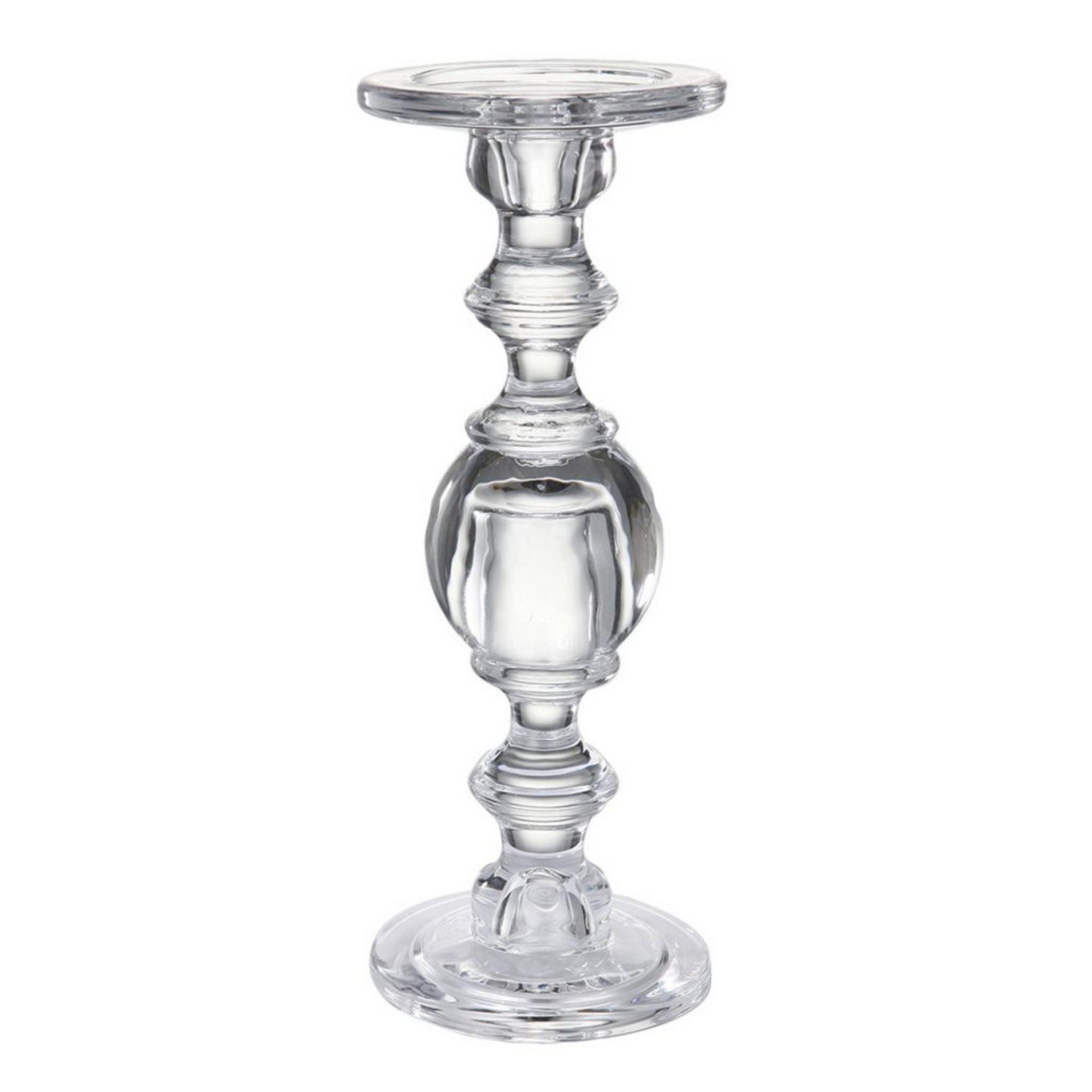 Clear Glass 11" Winter Tabletop Candlestick Holder