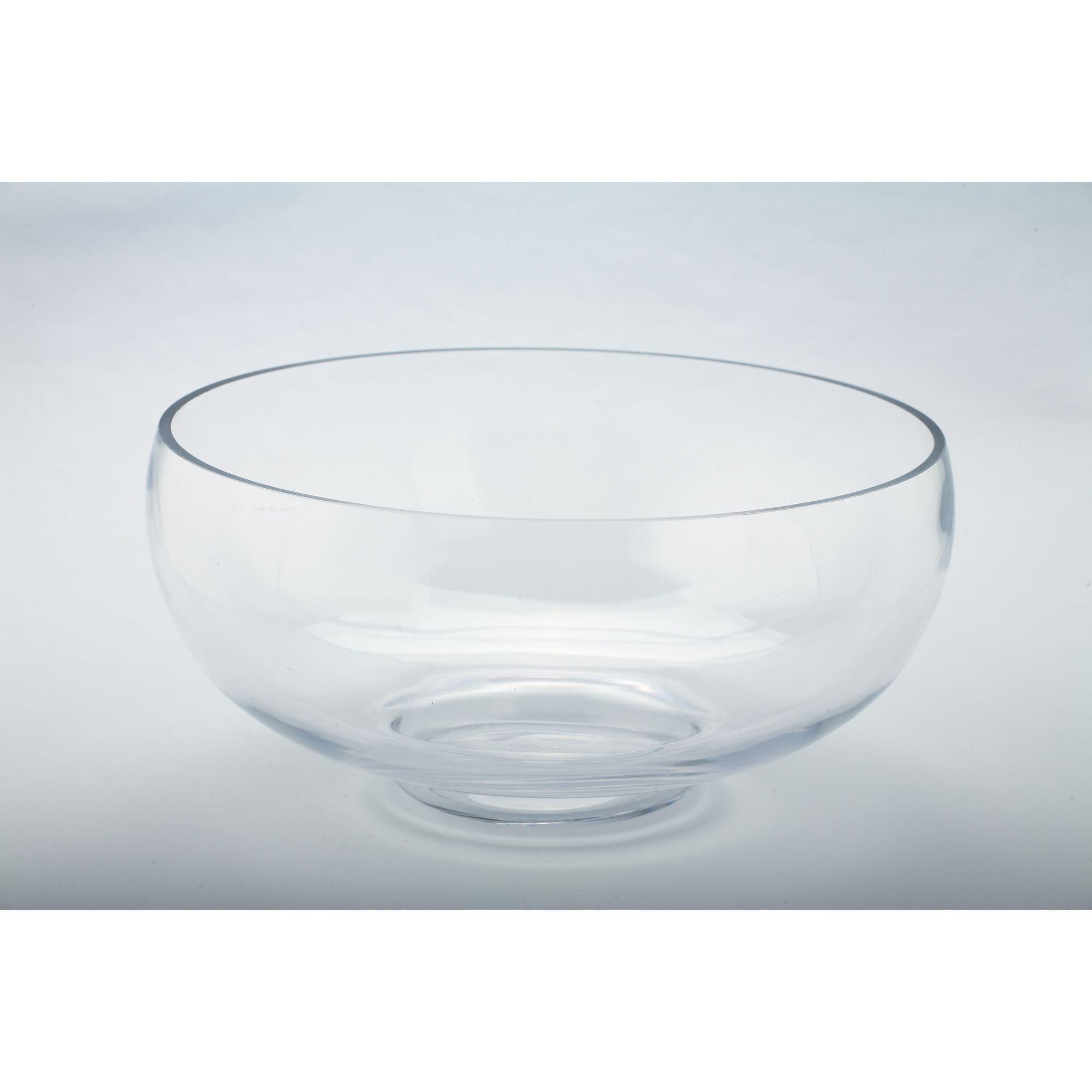 Hand Blown Clear Glass Decorative Serving Bowl, 12.5" Diameter