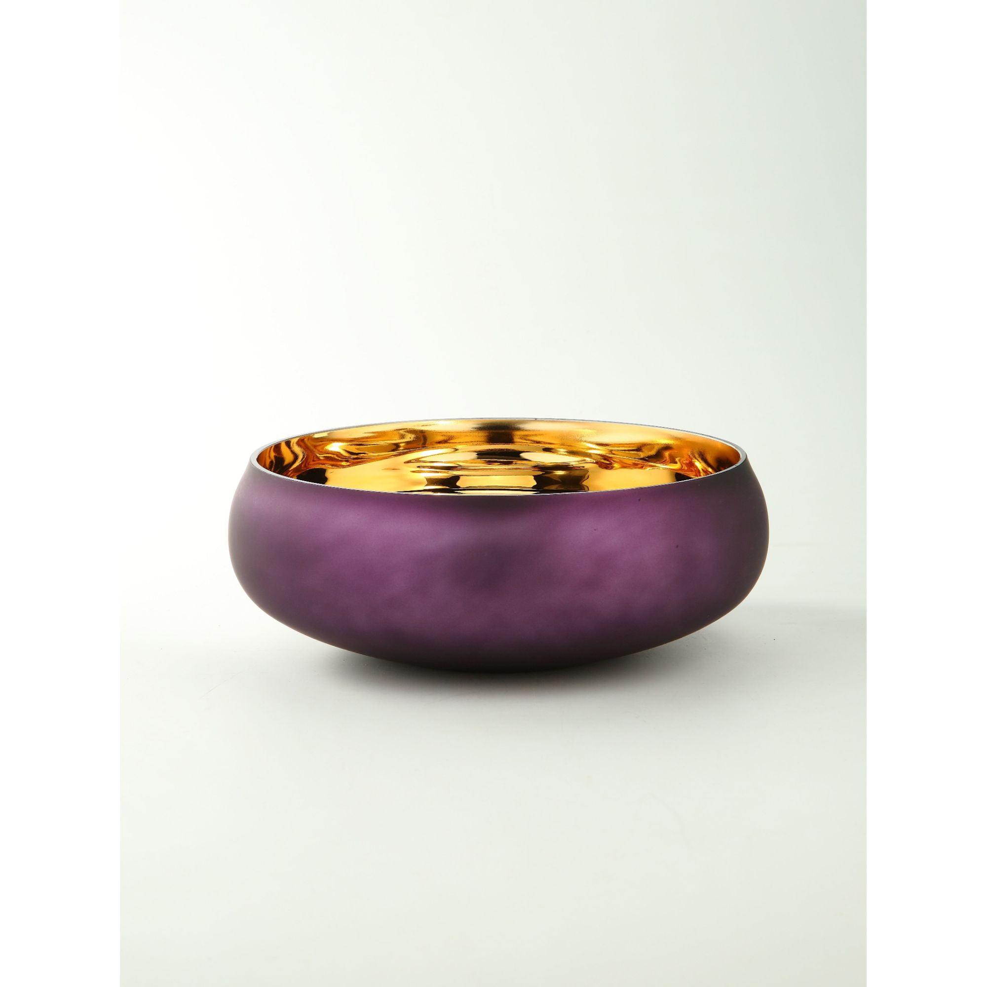 12" Handcrafted Purple Glass Decorative Tabletop Bowl