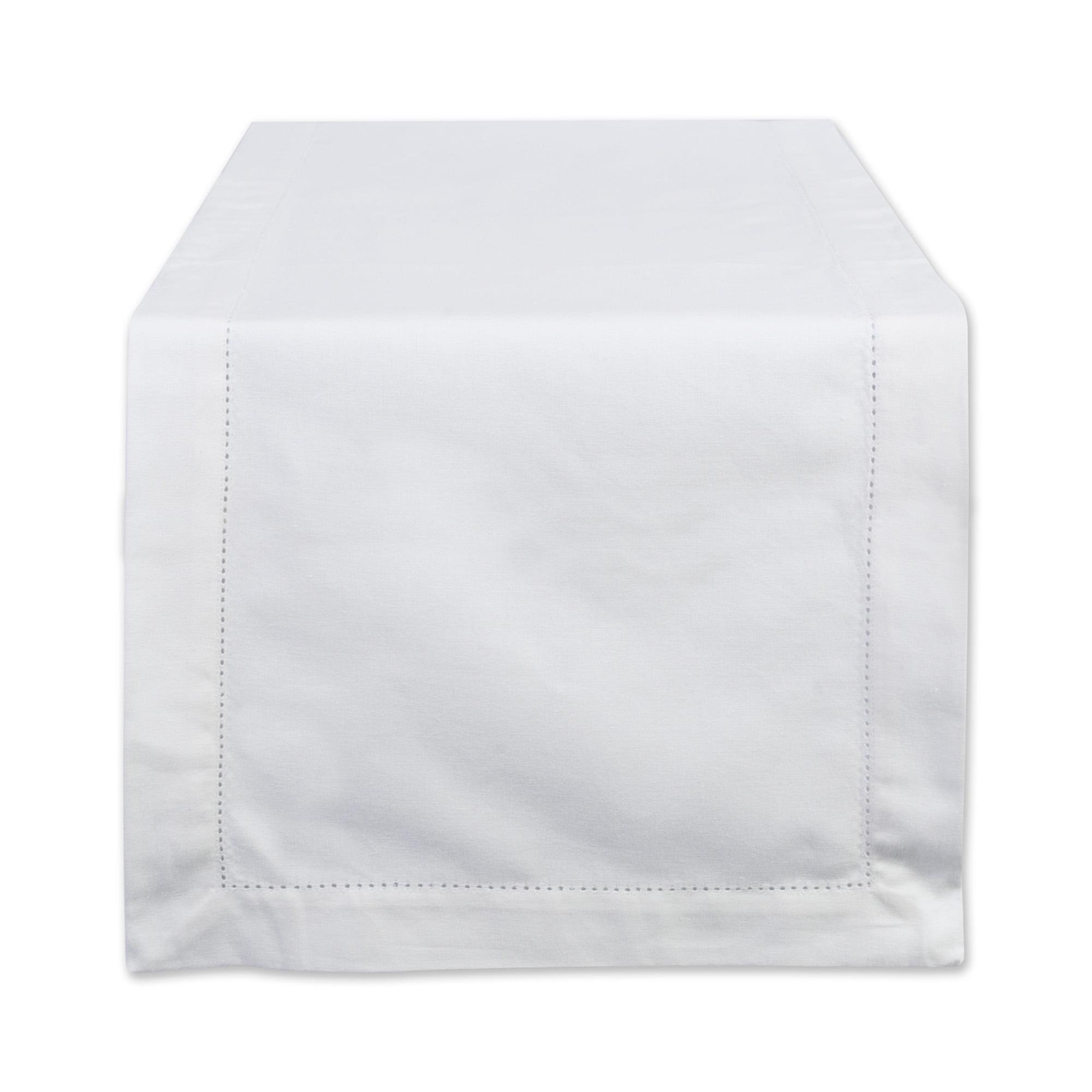 Elegant White Cotton Hemstitched Table Runner 14" x 72"