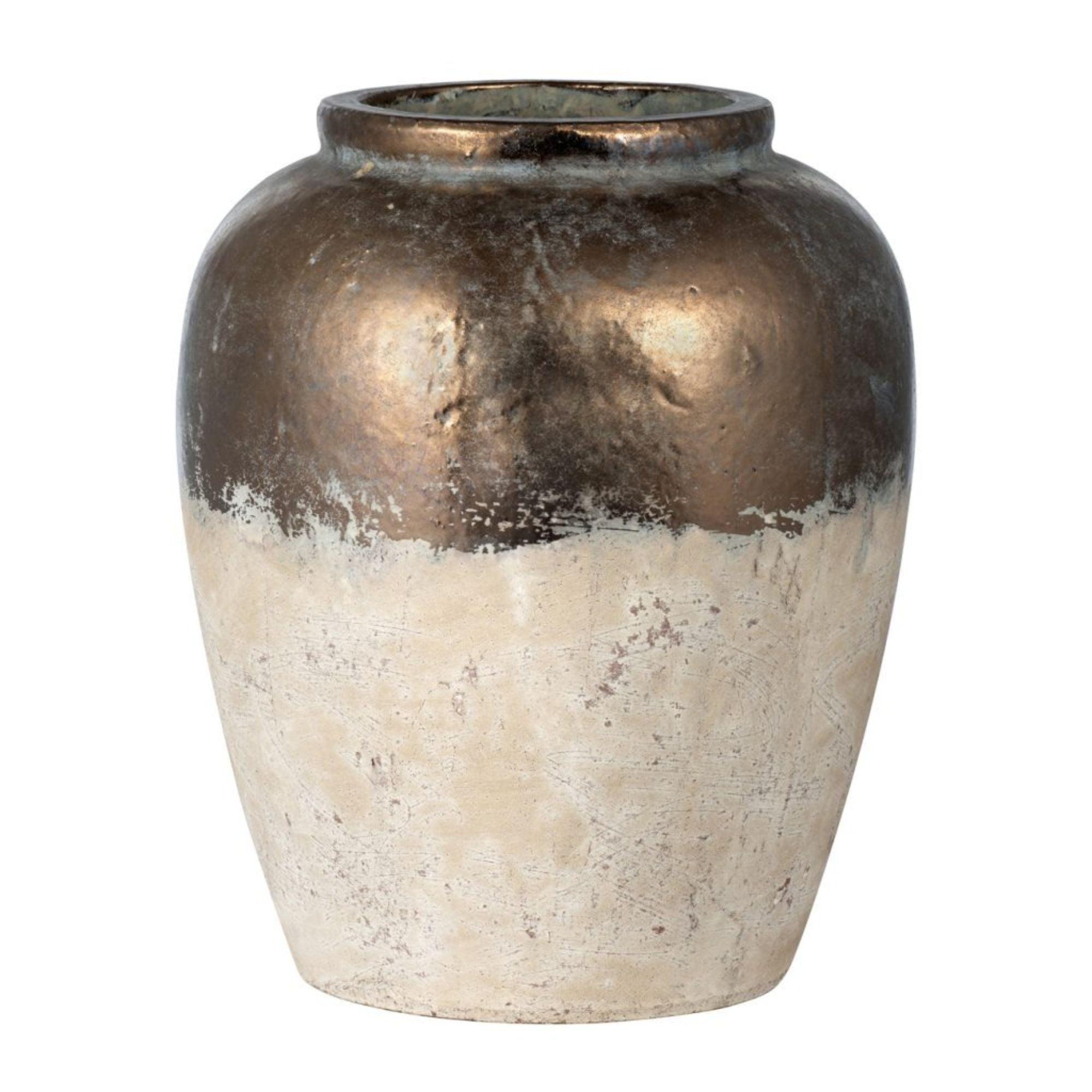 Vintage Bronze Ceramic Bouquet Vase 15.75"