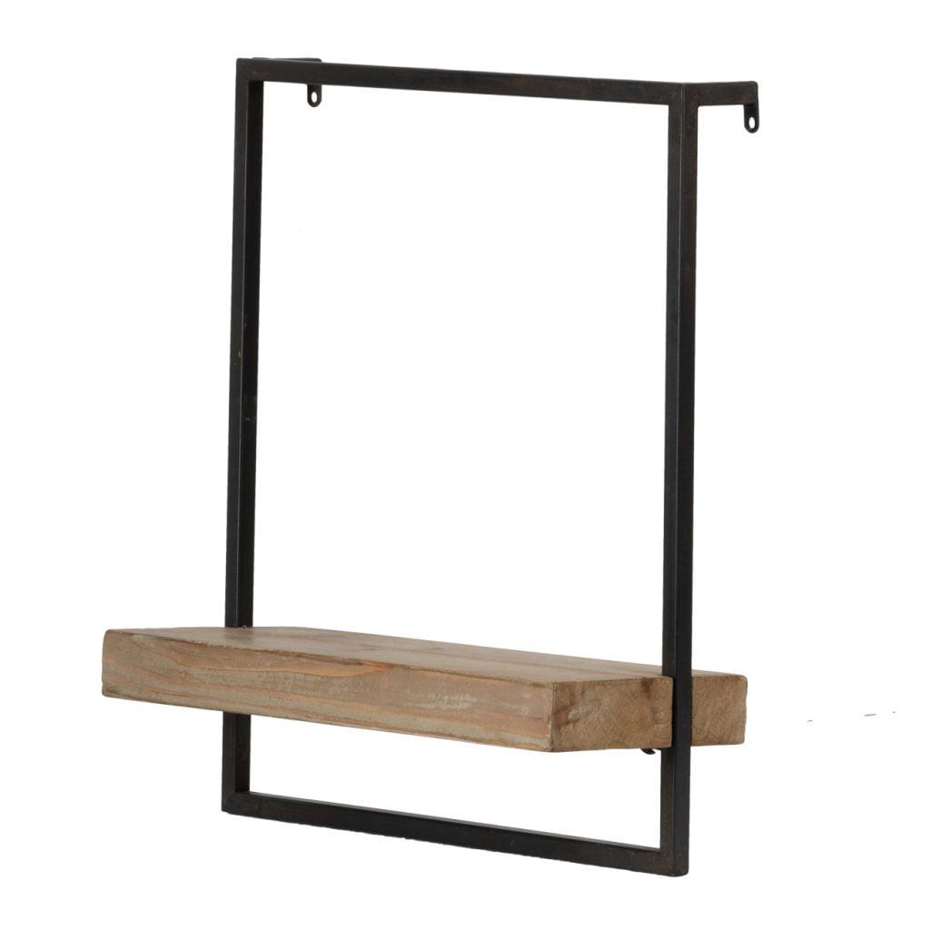 Homiyad Contemporary Iron and Wood Bracket Wall Shelf 15.5"