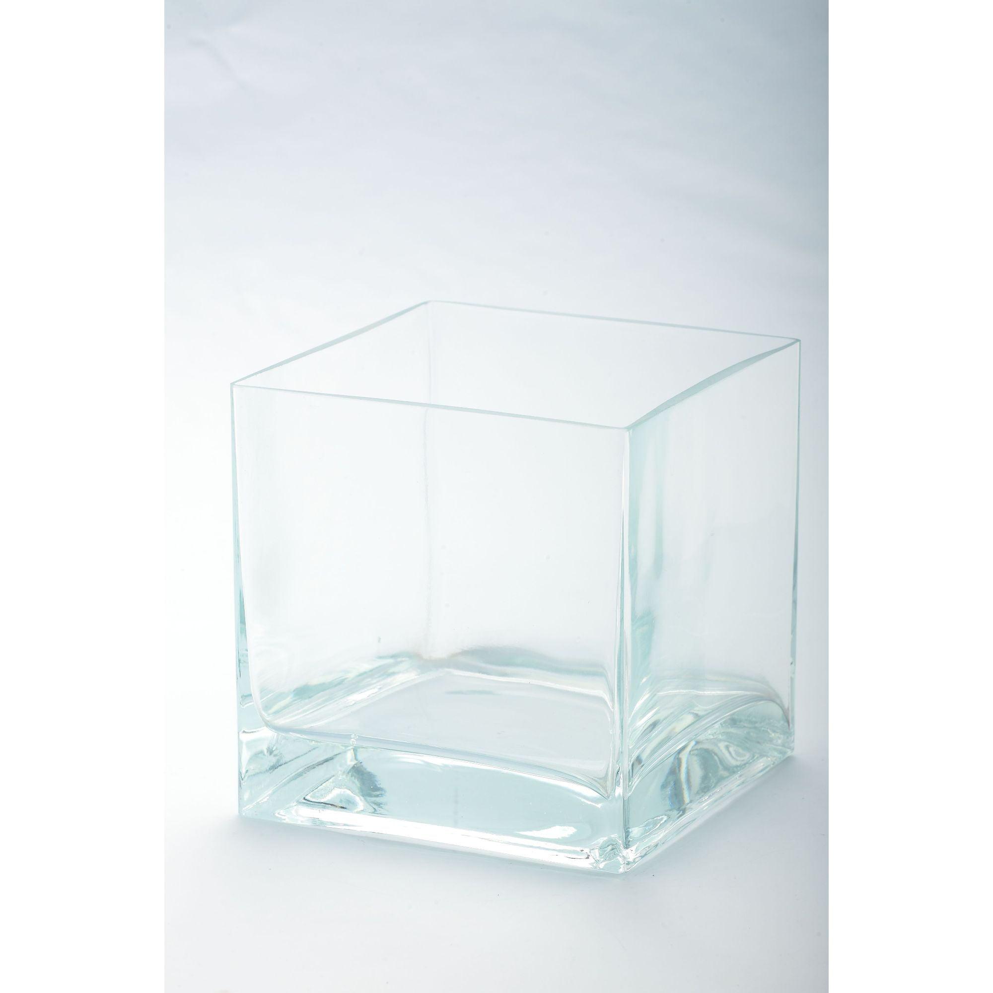 Winter Elegance 6" Clear Glass Square Pillar Candle Holder