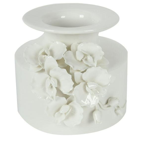 CC Home Furnishings 7.5" White Glossy Finish and Classic Style Vase