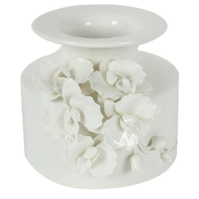 CC Home Furnishings 7.5" White Glossy Finish and Classic Style Vase