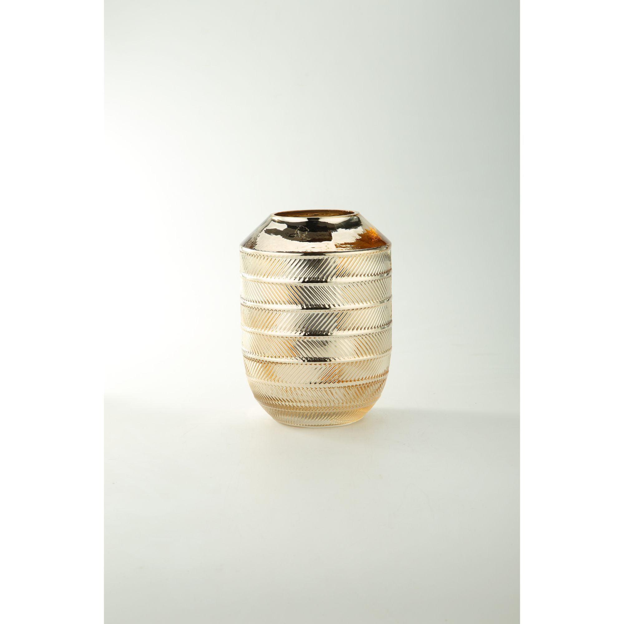 Elegant Gold Embossed Glass 8.5" Bud Vase