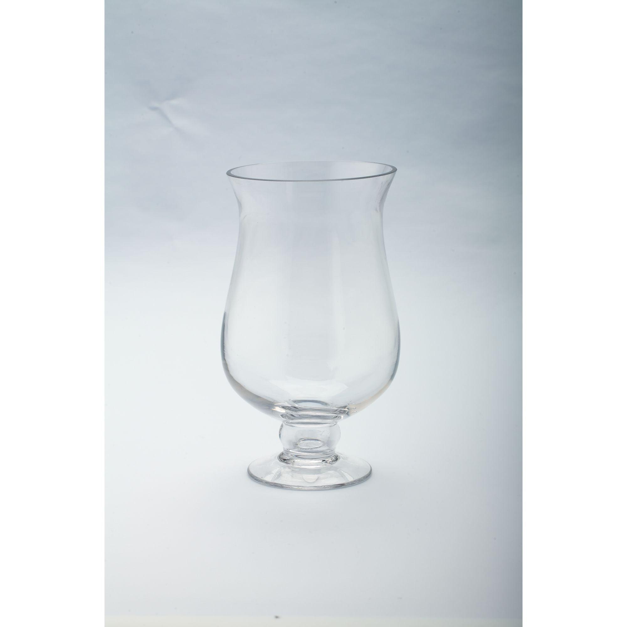 8" Clear Handblown Glass Pedestal Hurricane Candle Holder