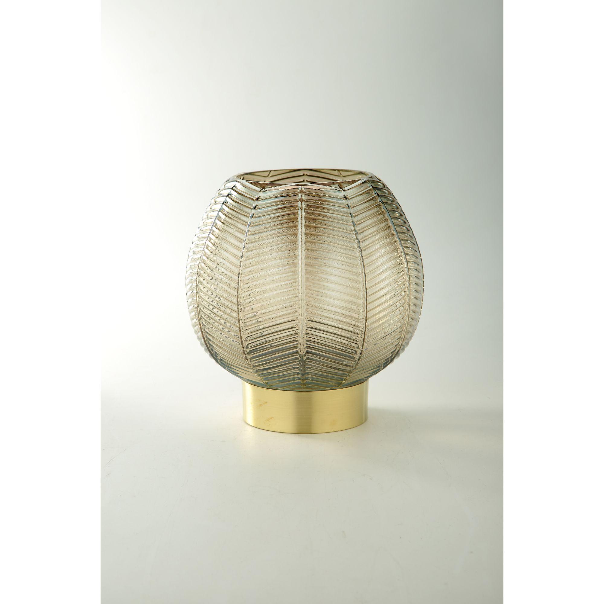 Embossed Gold Leaf Pattern 9.5" Glass Vase for Elegant Tabletop Decor