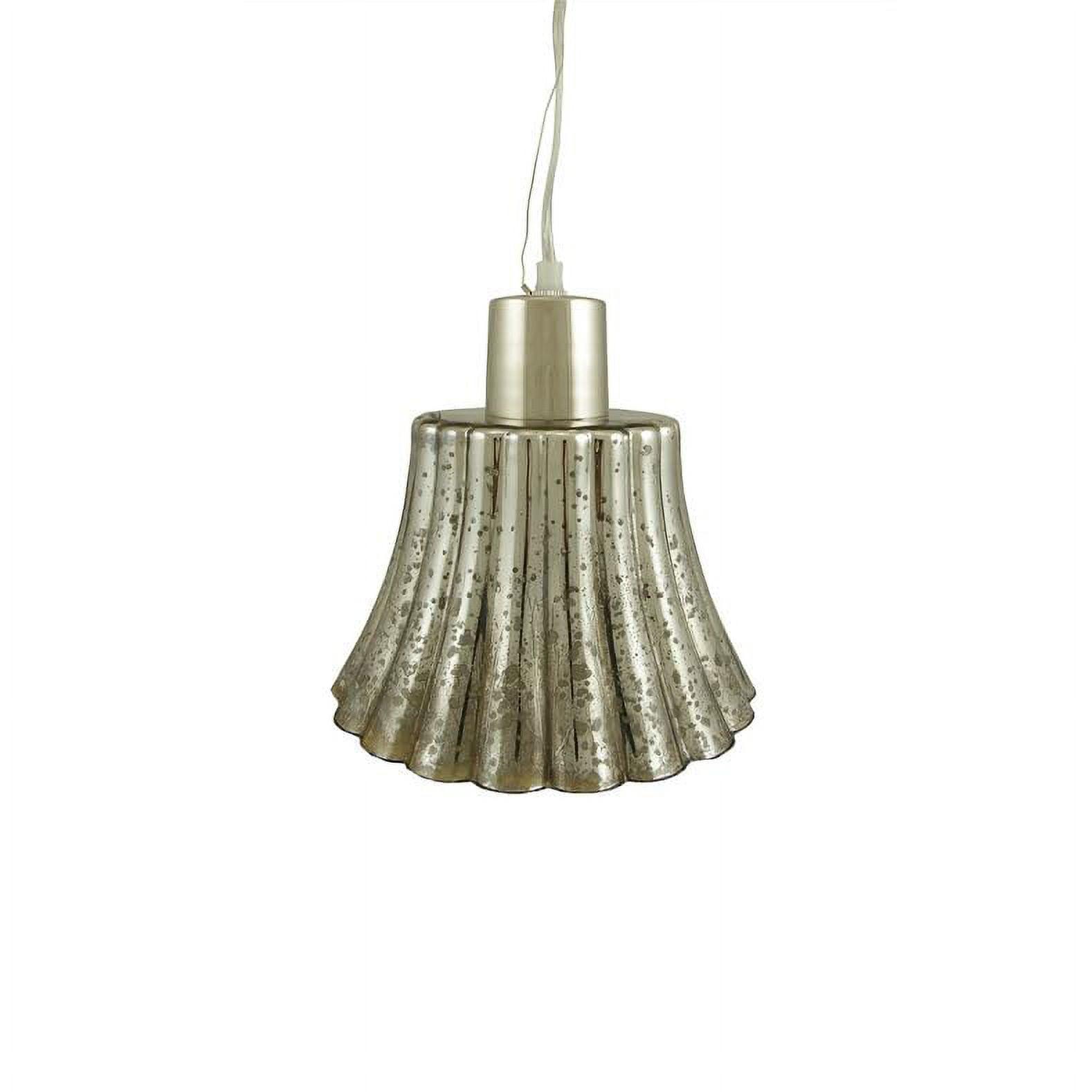 Antique Mercury Fluted Glass Pendant Lamp with Silver Ceiling Cap