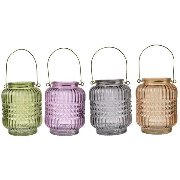 CC Home Furnishings Cut Glass Jars Candle Holders - 3.5" - Set of 4