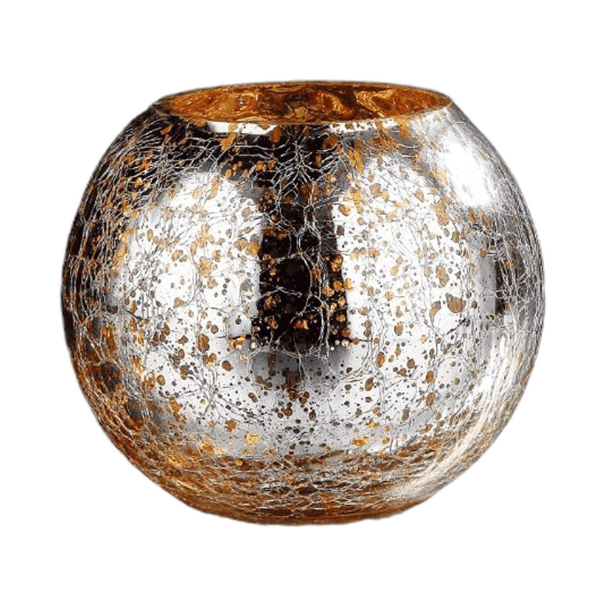Elegant 6" Silver and Gold Mercury Glass Floral Vase
