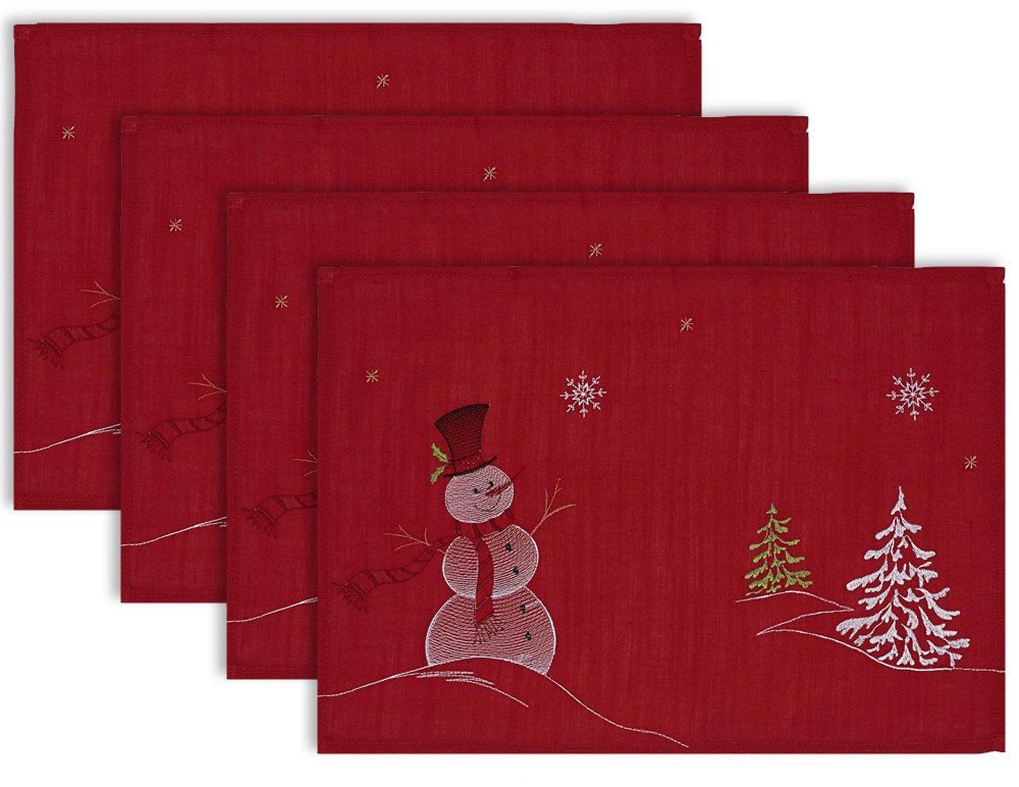 Embroidered Snowman Placemat Set of 4