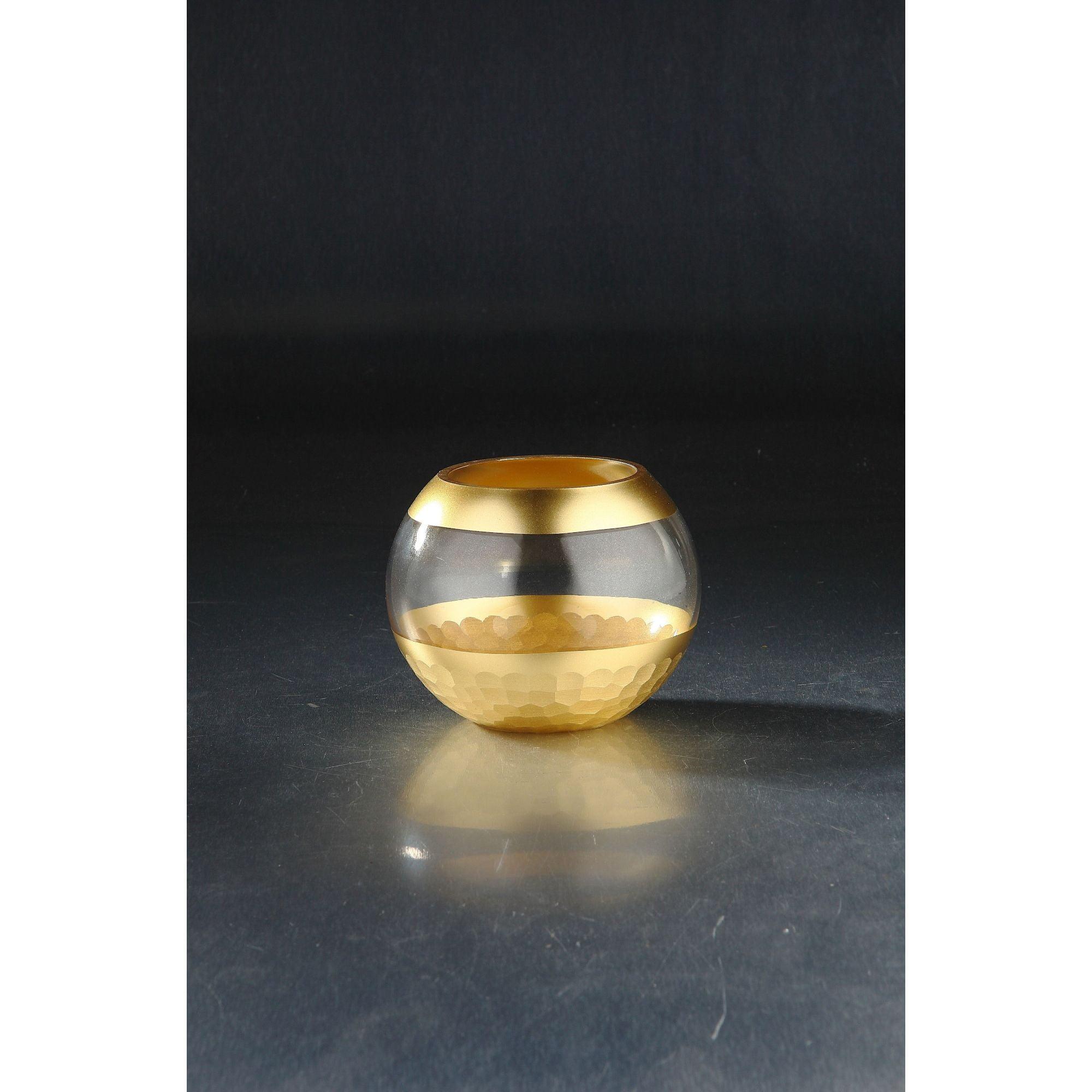 Clear and Gold Handblown Glass Wedding Table Vase