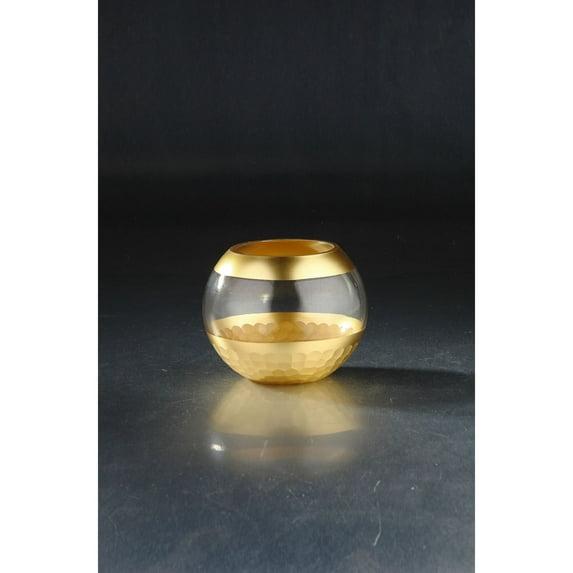 CC Home Furnishings Spherical Hand Blown Glass Vase - 6" - Clear and Gold