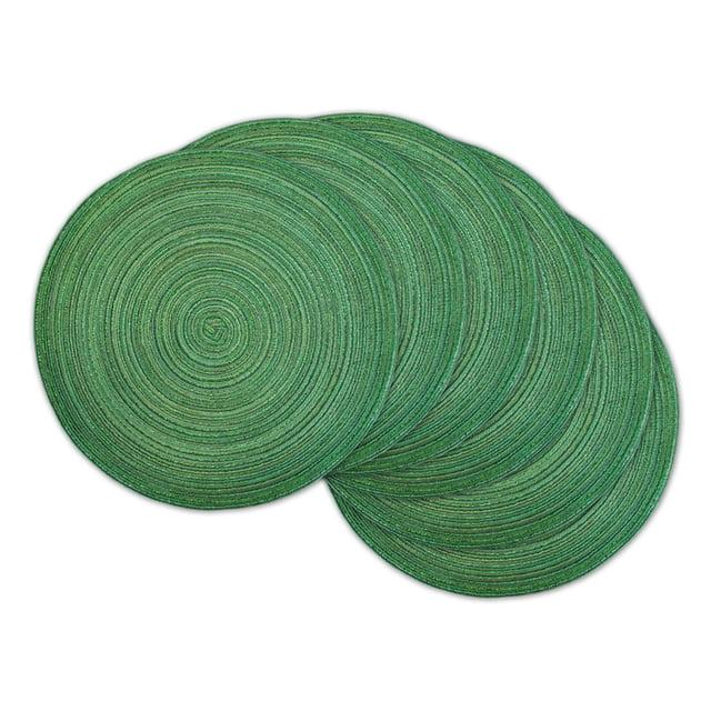 DII Metallic Woven Round Placemat, Green, 15" Diameter