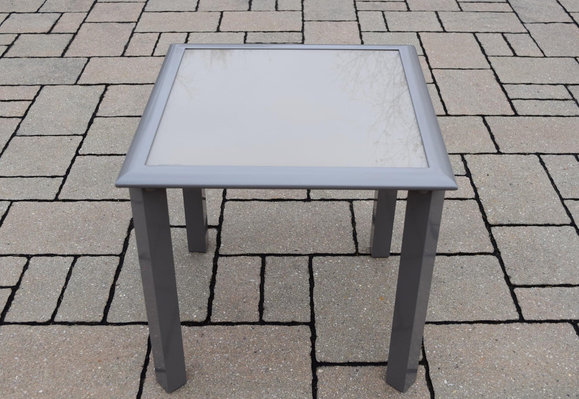CC Outdoor Living Screen Printed Glass Top Outdoor Patio Side Table - 18" - Beige