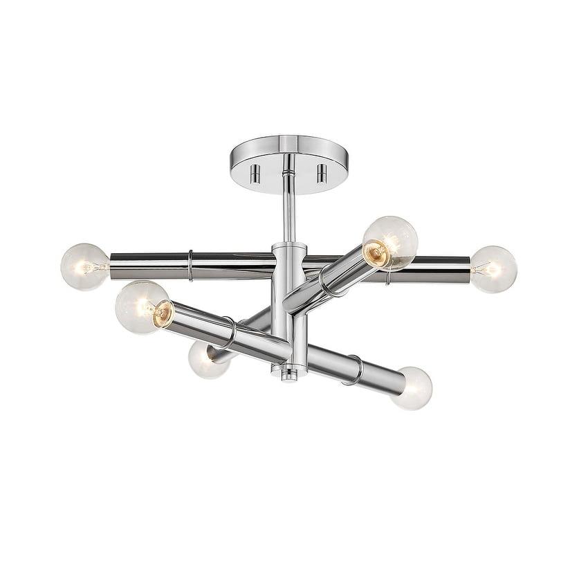 CFC Lighting Polished Nickel Modern 6 Light Semi Flush Sputnik Ceiling Light