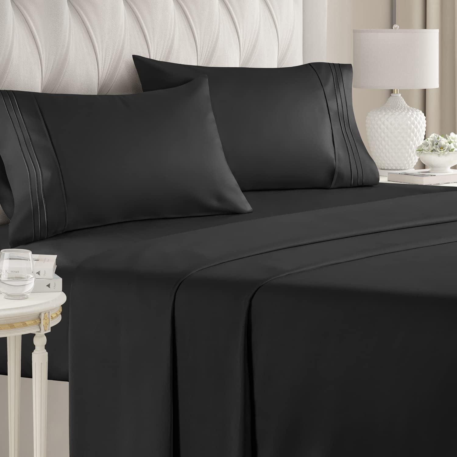 Black Full Microfiber 4-Piece Bed Sheet Set