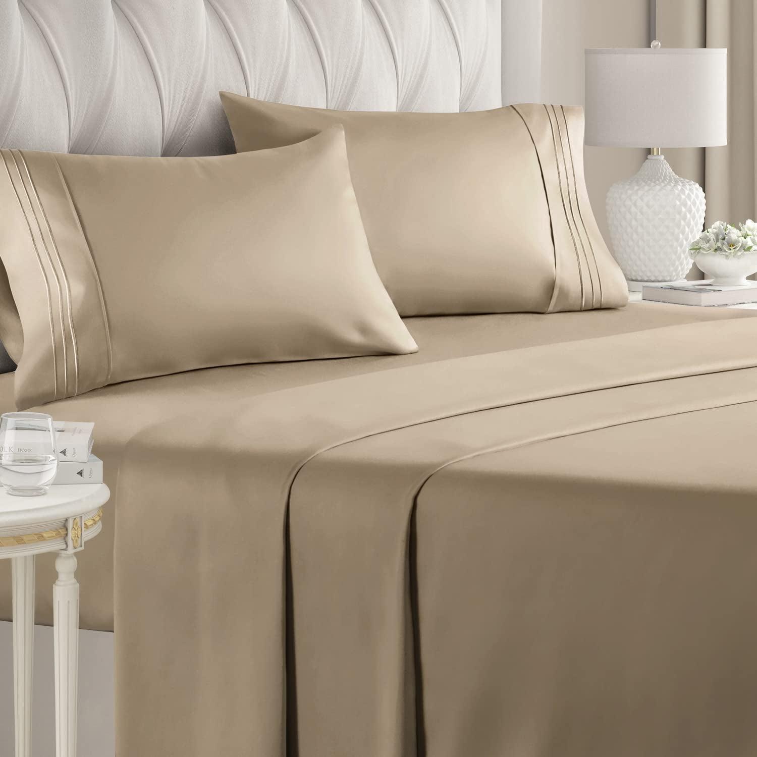 Solid 4 Piece Bed Sheet Set - Ultra Soft and Breathable Sheets - CGK Linens