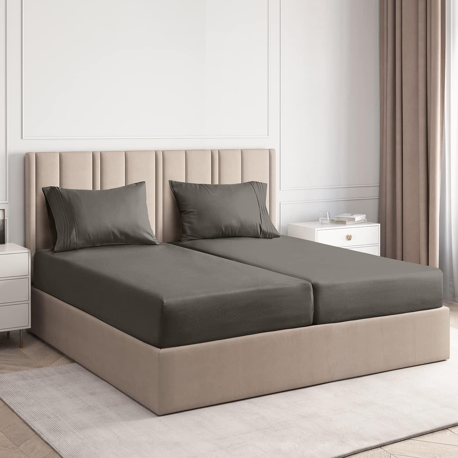 CGK Linens 5 Piece Microfiber Sheet Set in Dark Grey, Size Split King
