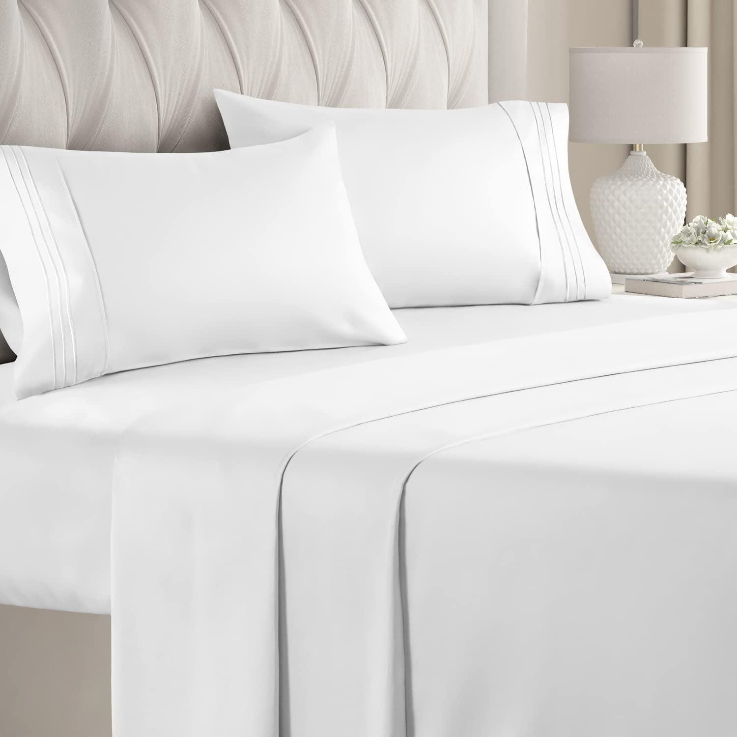 CGK Linens 4 Piece Microfiber Sheet Set in White, Size Twin