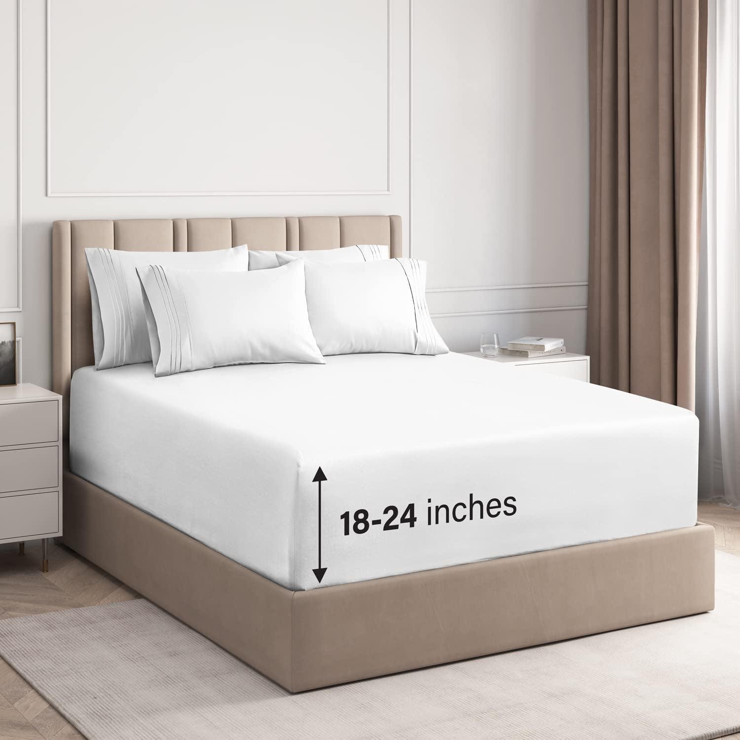 CGK Linens 6 Piece Extra Deep Pocket Ultra Soft & Cooling Sheet Set
