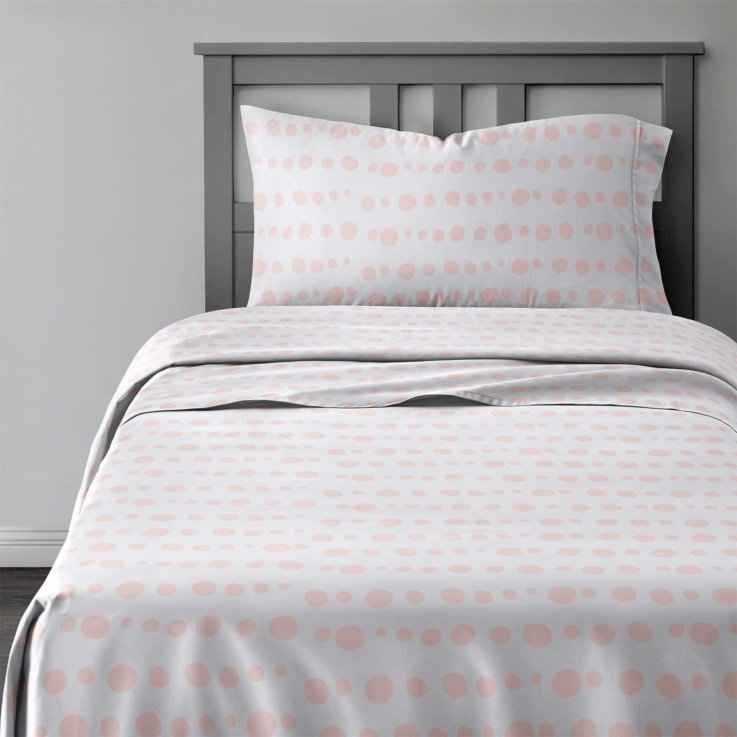 Kids Full Pink Dots Microfiber 4-Piece Sheet Set