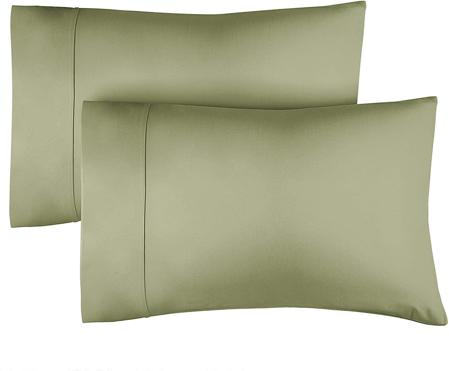 Sage Green Cotton Polyester Standard Pillowcase Set