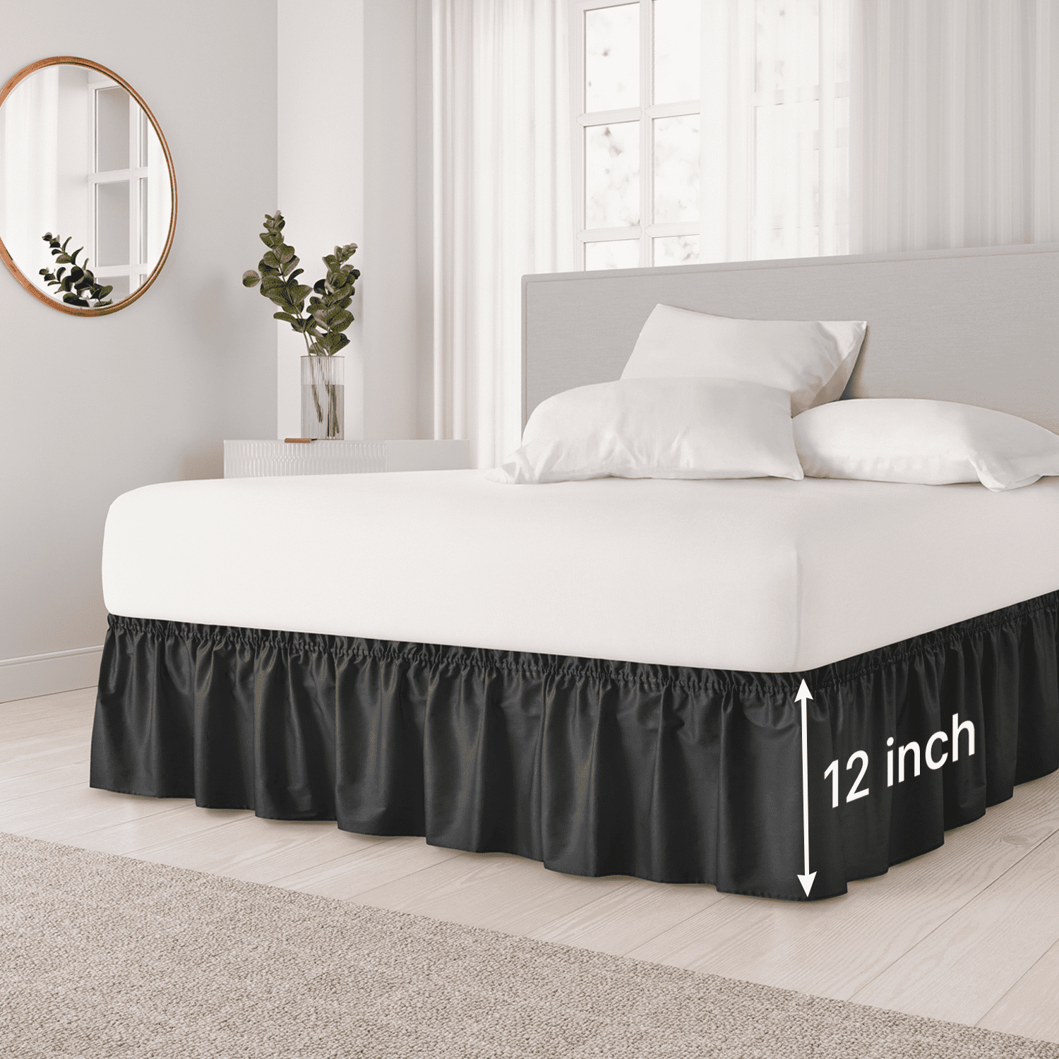 CGK Linens Ruffled Elastic Wrap Around Tailored Bed Skirt