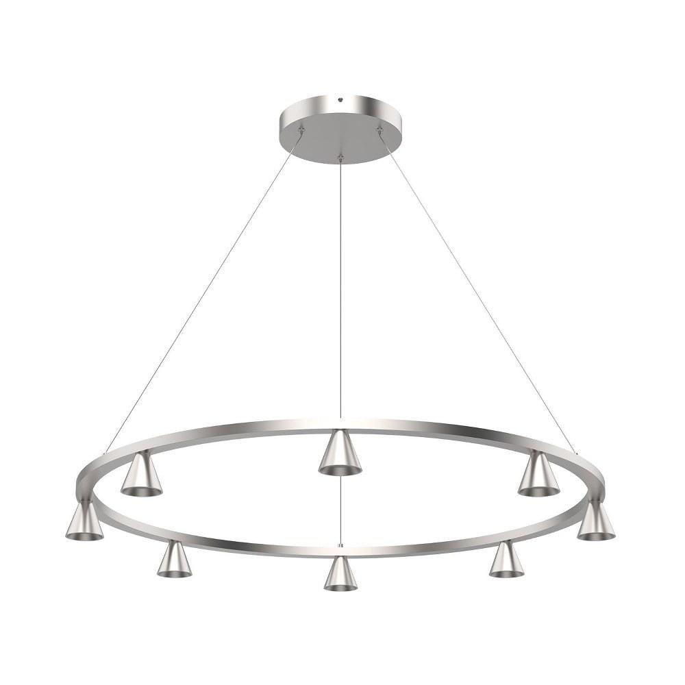 Brushed Nickel LED Wagon Wheel Chandelier with Crystal Accents