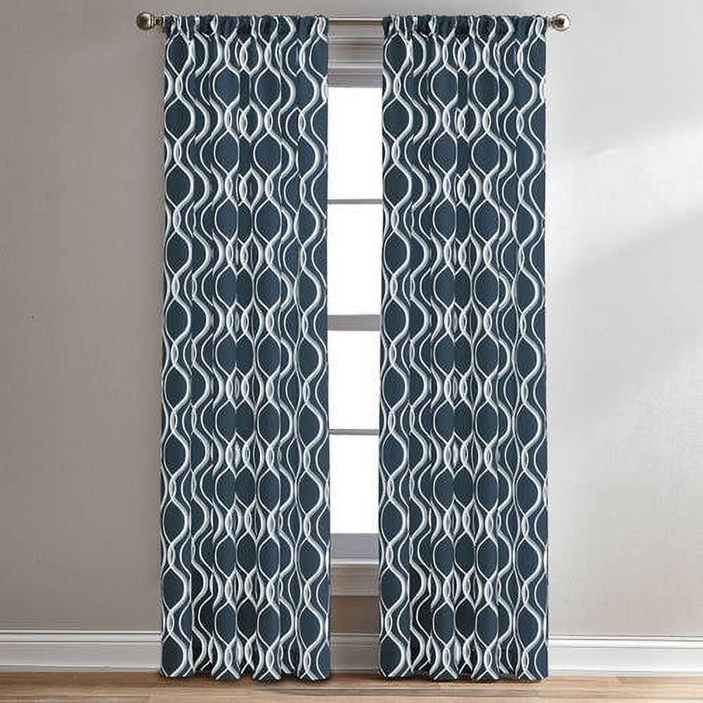 CHF Morocco Poletop Curtain Geometric, 50"x63", Navy, Adult