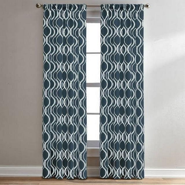 CHF Morocco Poletop Curtain Geometric, 50"x63", Navy, Adult