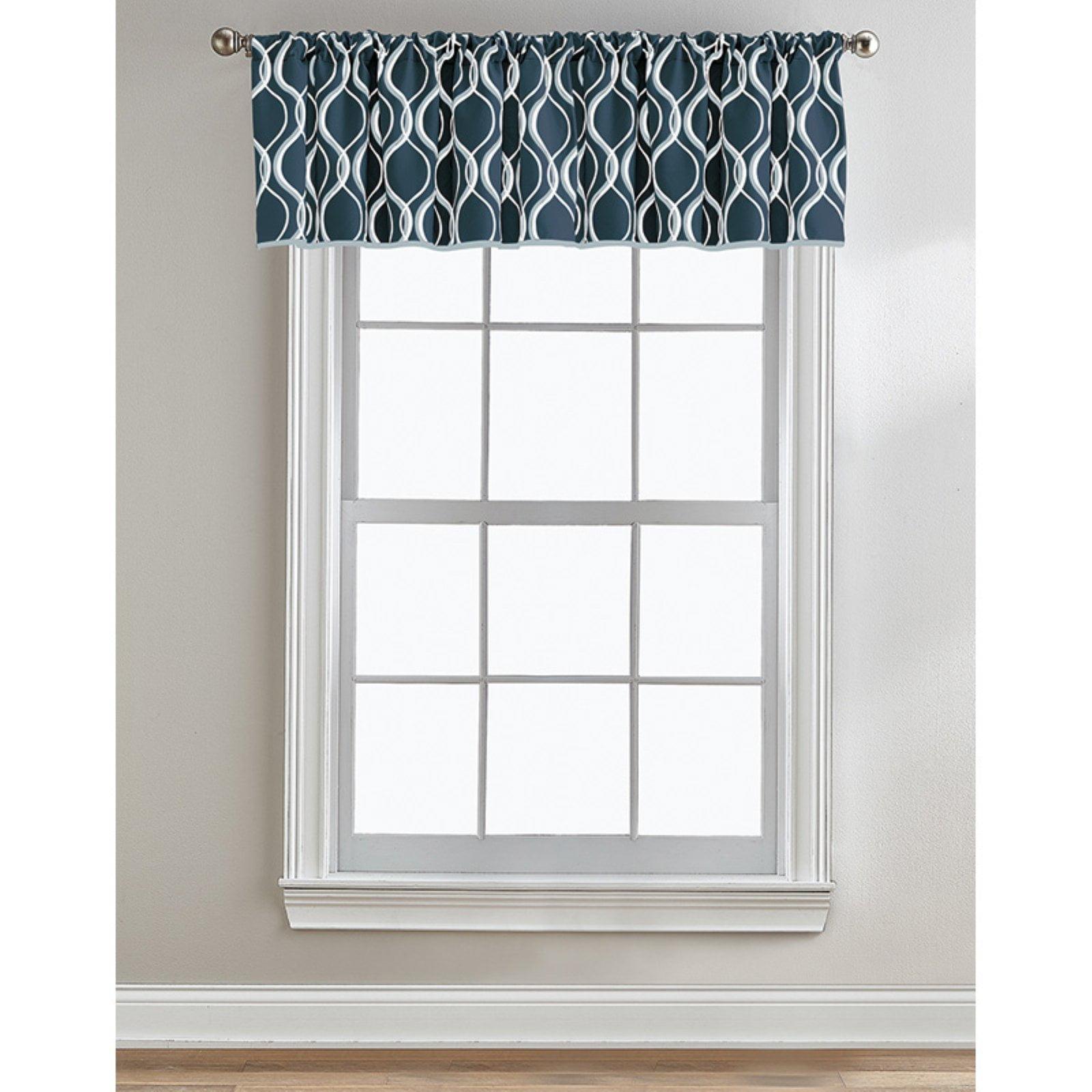 CHF Morocco Poletop Valance Geometric, 50"x36", Navy, Polyester. Adult