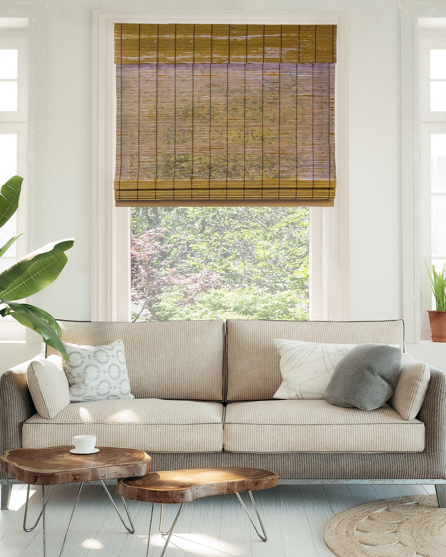 Cordless Bamboo Roman Shade 34"W x 64"H Light Filtering